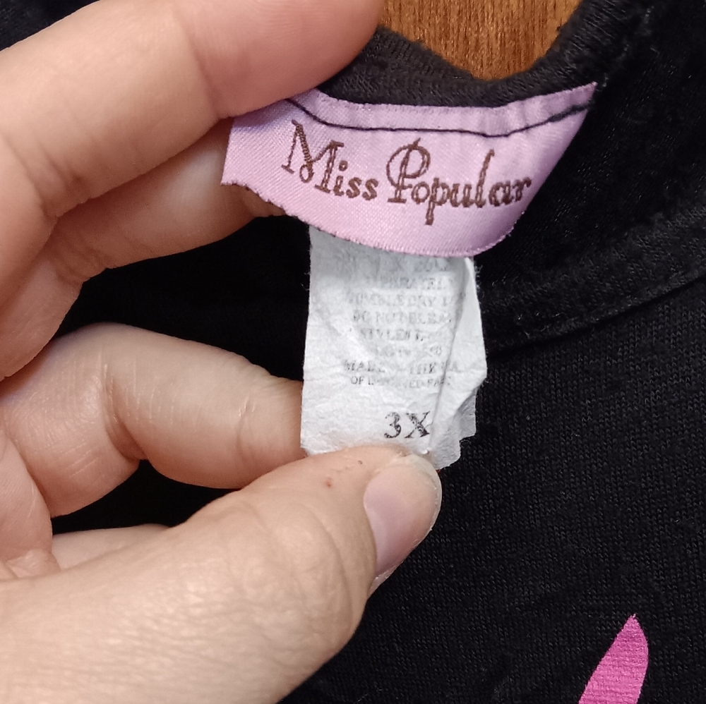 Miss Popular Black Graphic Tee with Pink Accents - Picture 2 of 3